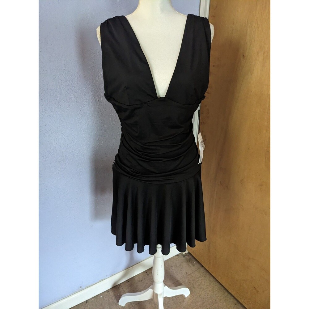 Grand Street Studios Woman's NWT Black Mini Drop Waist Flared Skirt Dress Sz XL